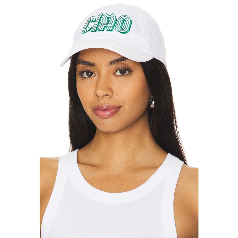 KULE White Cap with Green Embroidery